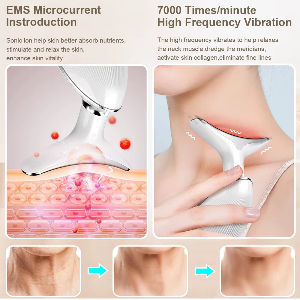 Facial Massager Face Lifting Machine EMS Facial Microcurrent Red Light Therapy Anti-Aging Facial Massager Neck Face Lift Device