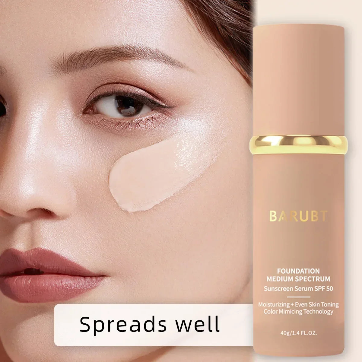 Biomimic Foundation 4 in 1 Spectrums FOUNDATION MEDIUM SPECTRUM Sunscreen Serum with SPF50+ Longwearing Waterproof