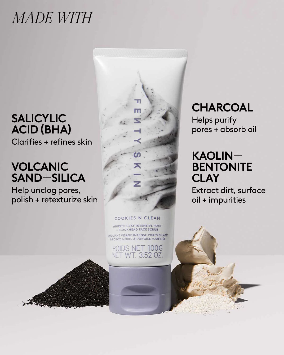 Cookies N Clean Whipped Clay Intensive Pore + Blackhead Face Scrub and Volcanic Sand + Charcoal