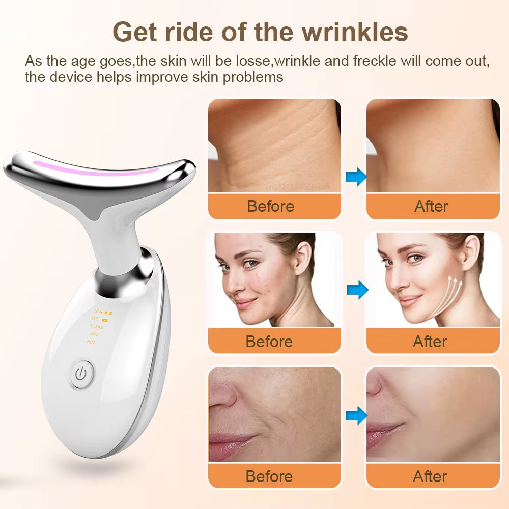 Facial Massager Face Lifting Machine EMS Facial Microcurrent Red Light Therapy Anti-Aging Facial Massager Neck Face Lift Device