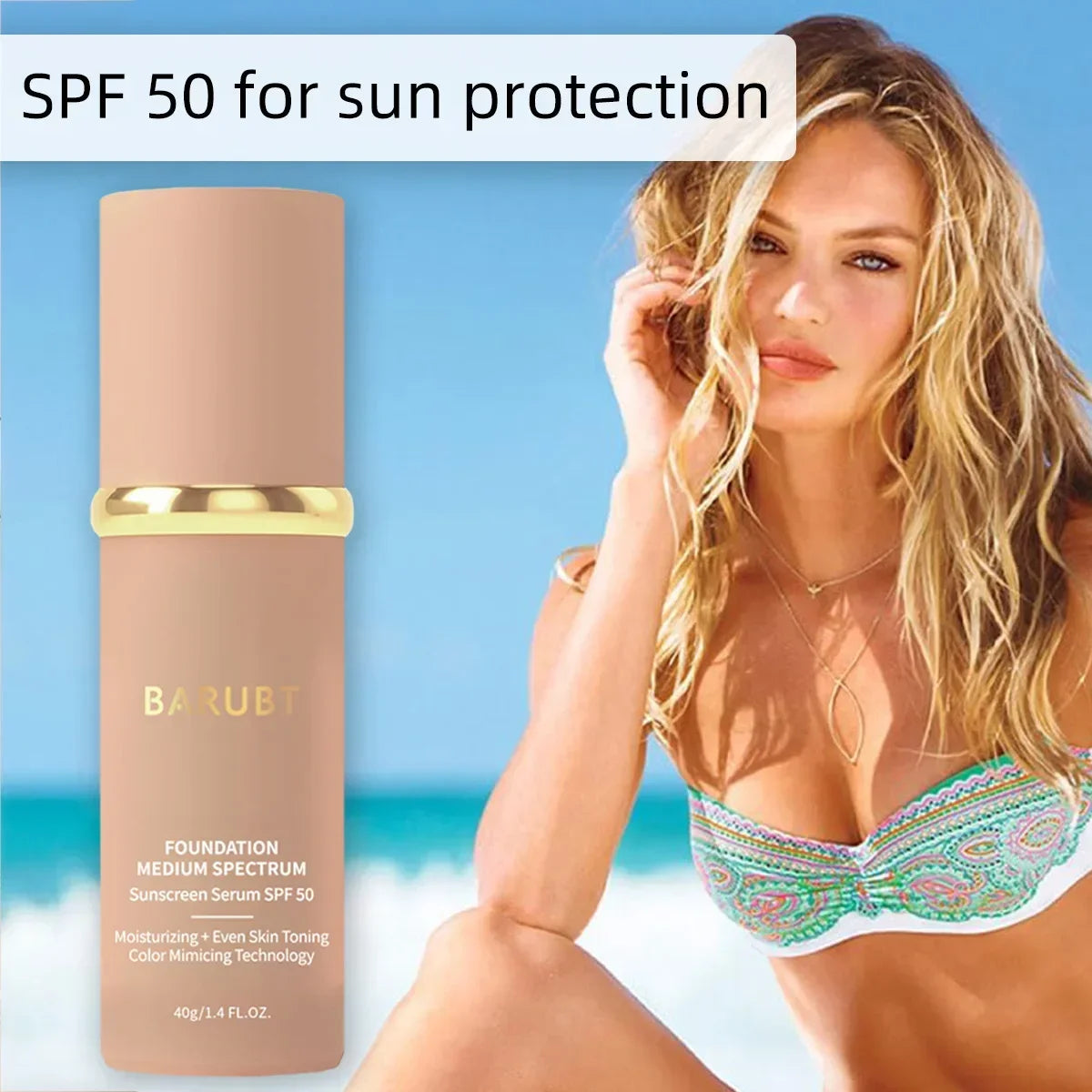 Biomimic Foundation 4 in 1 Spectrums FOUNDATION MEDIUM SPECTRUM Sunscreen Serum with SPF50+ Longwearing Waterproof
